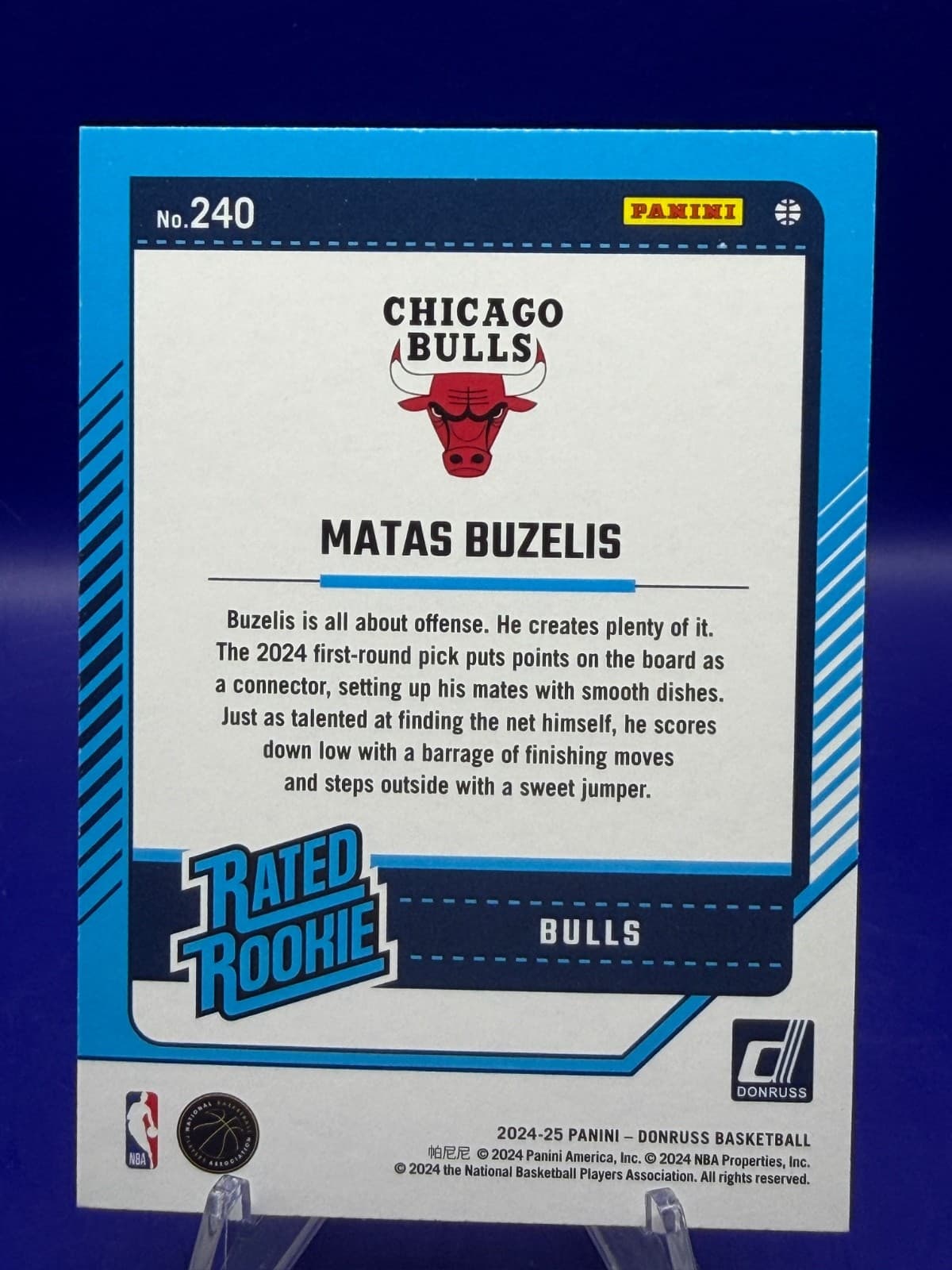 2024-25 Panini Donruss - Rated Rookie Matas Buzelis #240 Holo Green Laser (RC) - Thumbnail 2