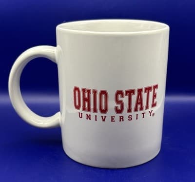 Ohio State University White Ceramic Coffee Mug Red Logo Cup NCAA OS