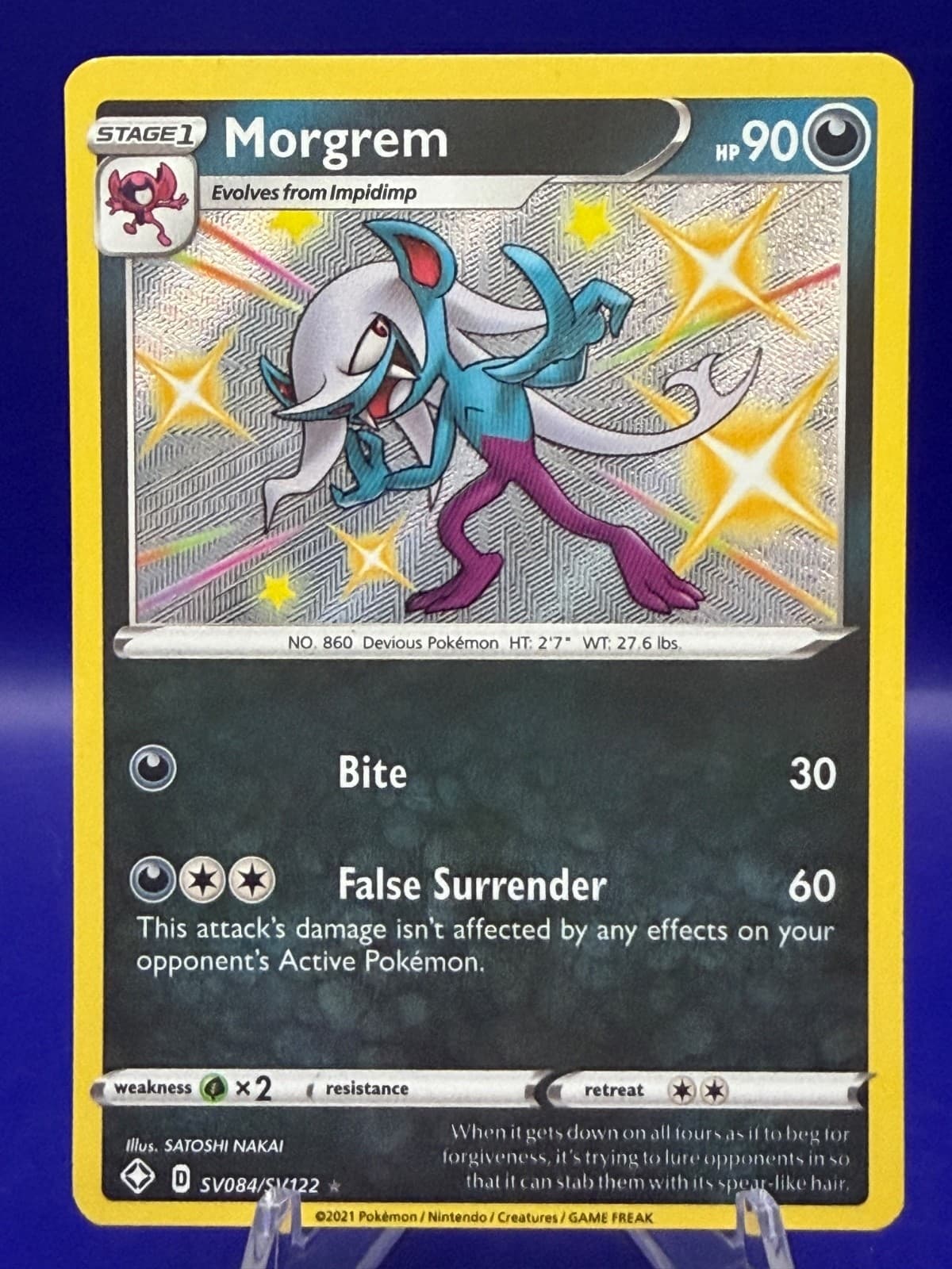 Pokemon TCG Morgrem SV084/SV122 Shiny Holo Rare Shining Fates