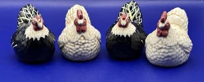 Warren Kimble HENNY PENNY mini salt & pepper shakers 4 PCS SET Black Ivory