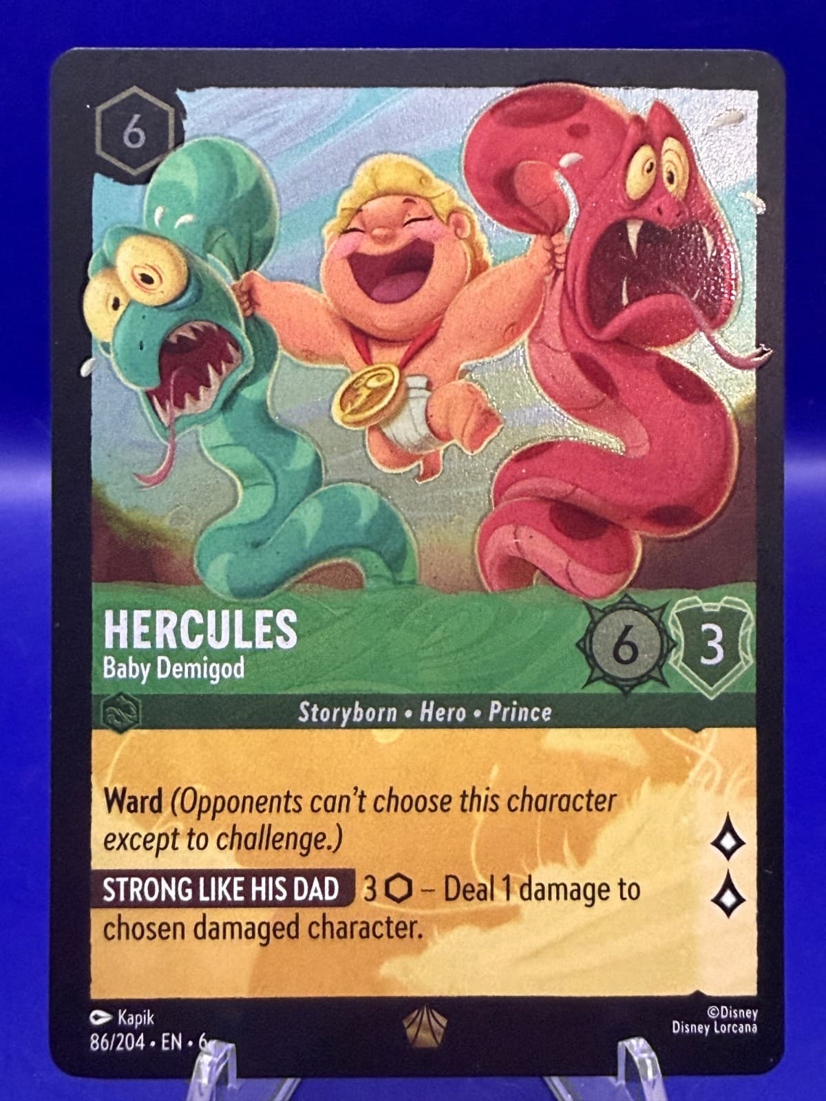 Disney Lorcana Hercules Baby Demigod 86/204 Cold Foil Azurite Sea