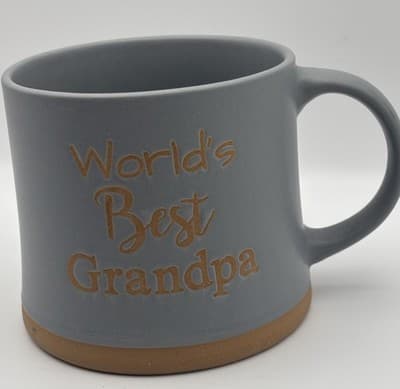 Cracker Barrel Stoneware Mug - Says " Worlds Best Grandpa" - No chips or cracks