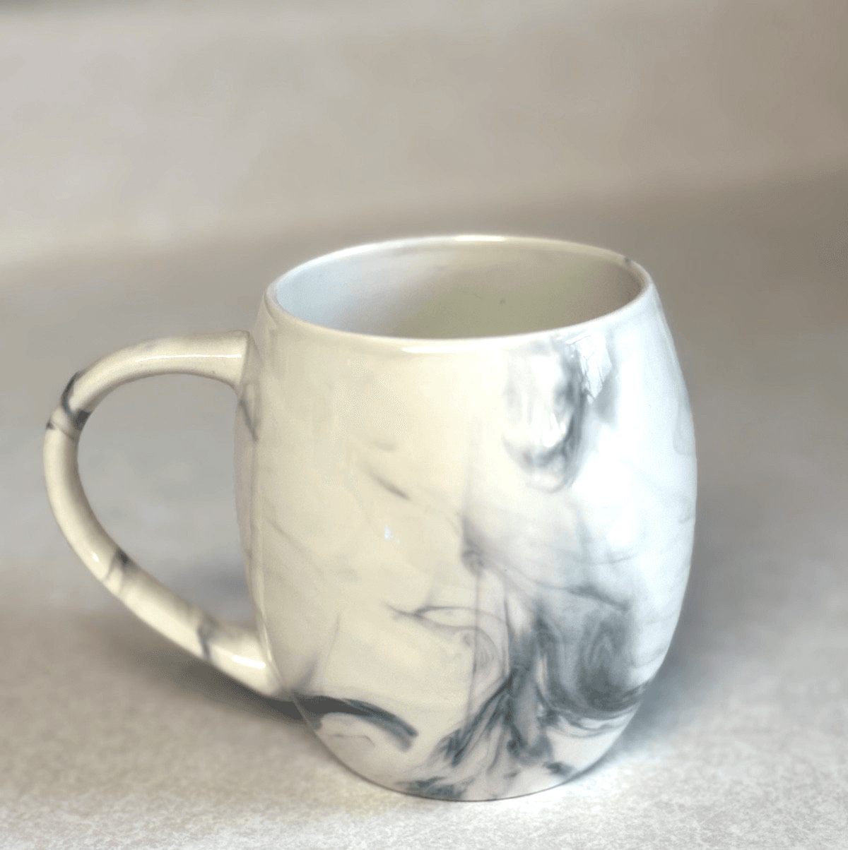 Unbranded Black White Marbled Ceramic Stoneware Coffee Mug Heavy