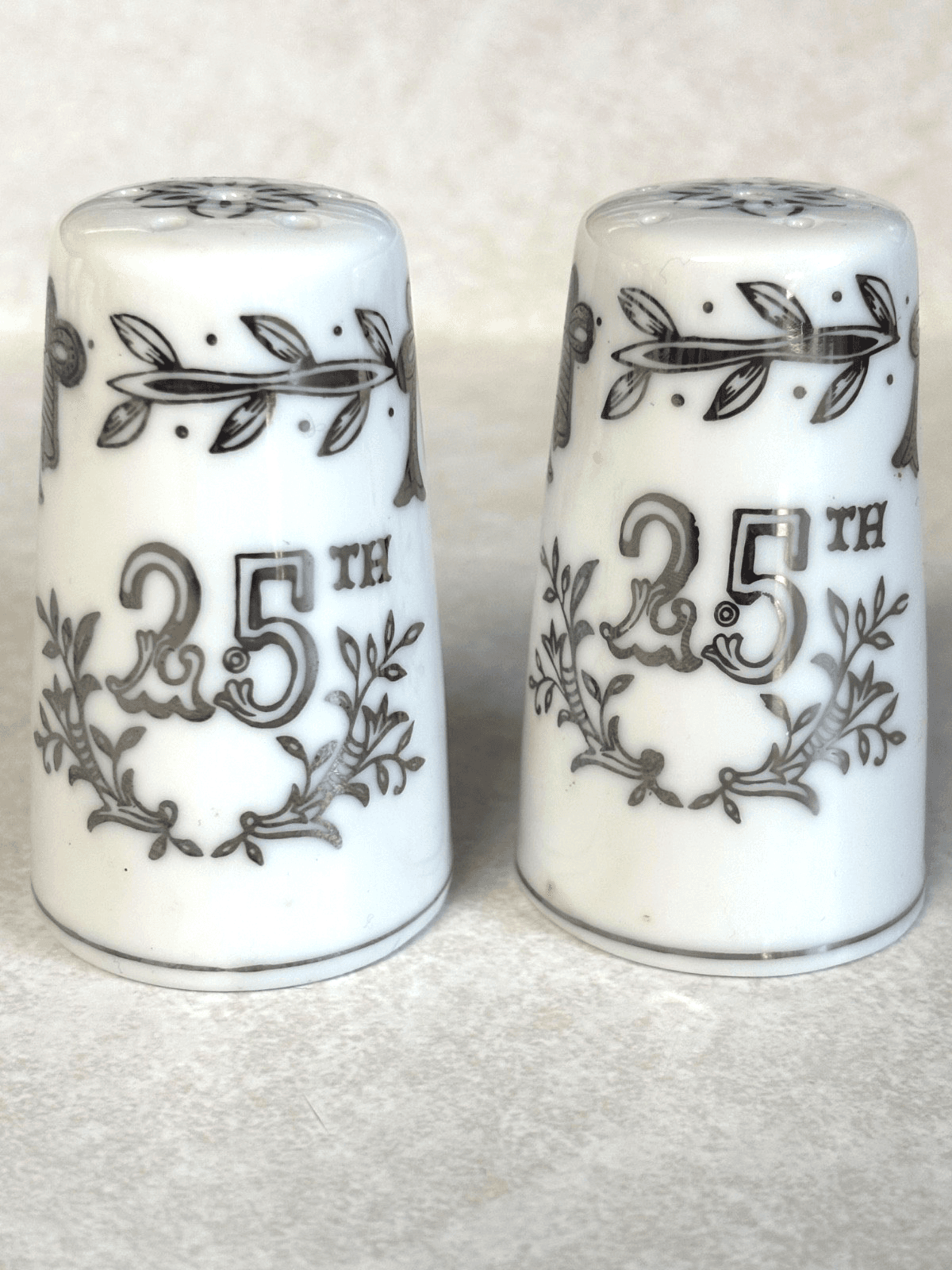 Vintage Lefton Collectable 25th Anniversary Salt and Pepper Shakers 1957 Granny