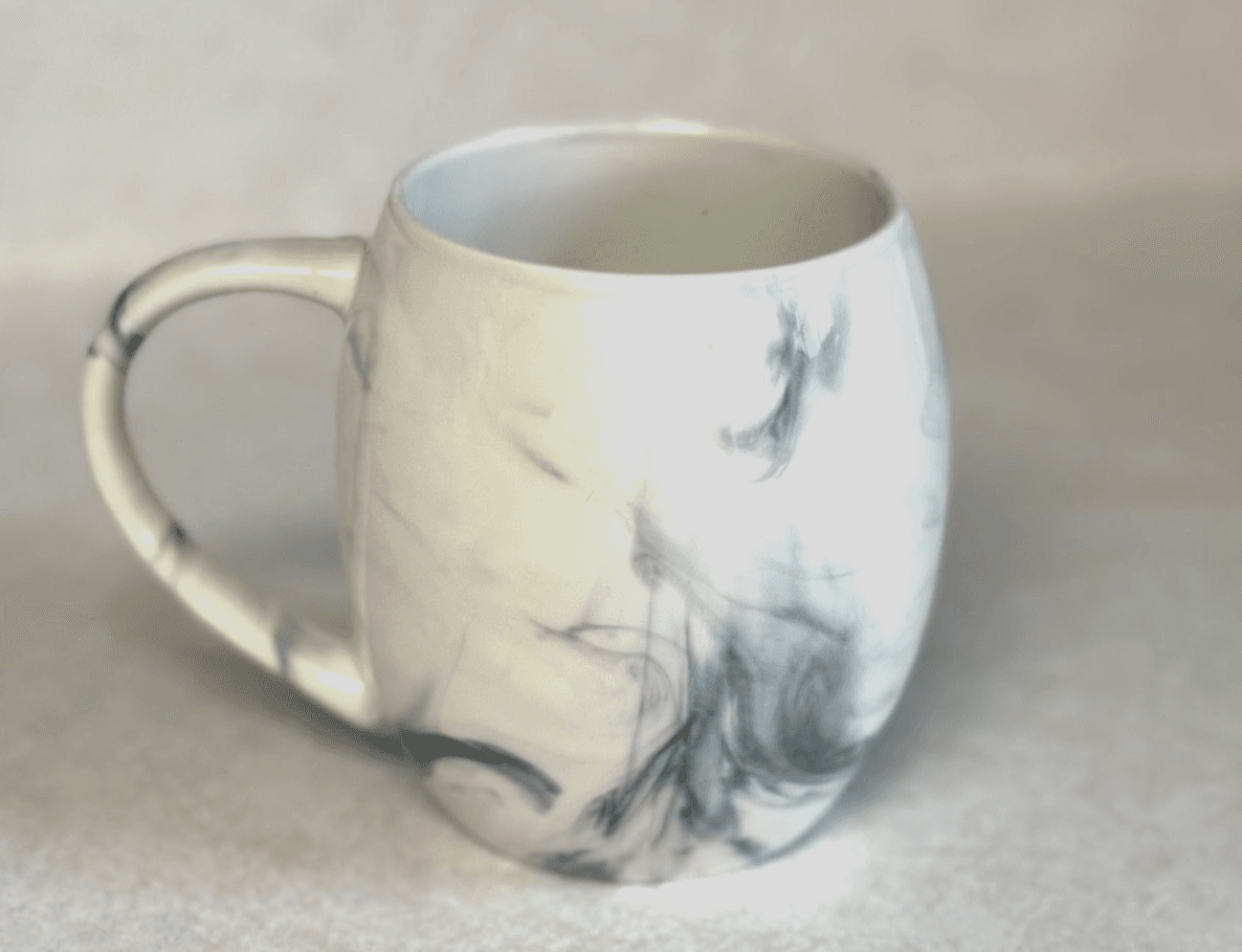 Unbranded Black White Marbled Ceramic Stoneware Coffee Mug Heavy - Thumbnail 2