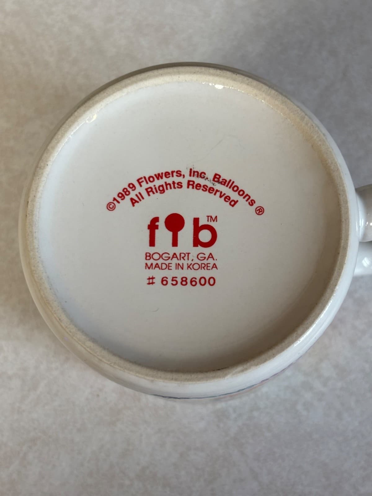 Vintage Get Well Soon Mug 1989 Flowers Inc Balloons Coffee Tea Cup Ceramic - Thumbnail 3