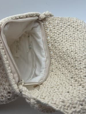 Woven Crochet Fringe Crossbody Purse Cream Cotton Boho Festival Bag NWOT - Thumbnail 6