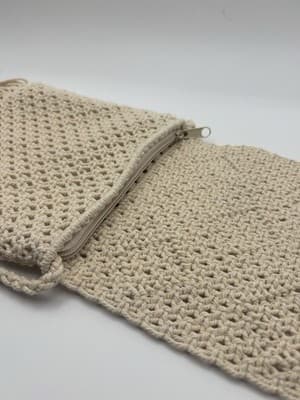 Woven Crochet Fringe Crossbody Purse Cream Cotton Boho Festival Bag NWOT - Thumbnail 10
