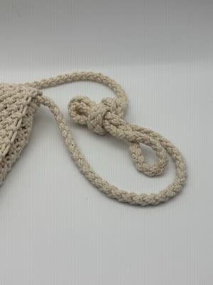 Woven Crochet Fringe Crossbody Purse Cream Cotton Boho Festival Bag NWOT - Thumbnail 7