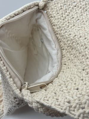 Woven Crochet Fringe Crossbody Purse Cream Cotton Boho Festival Bag NWOT - Thumbnail 5