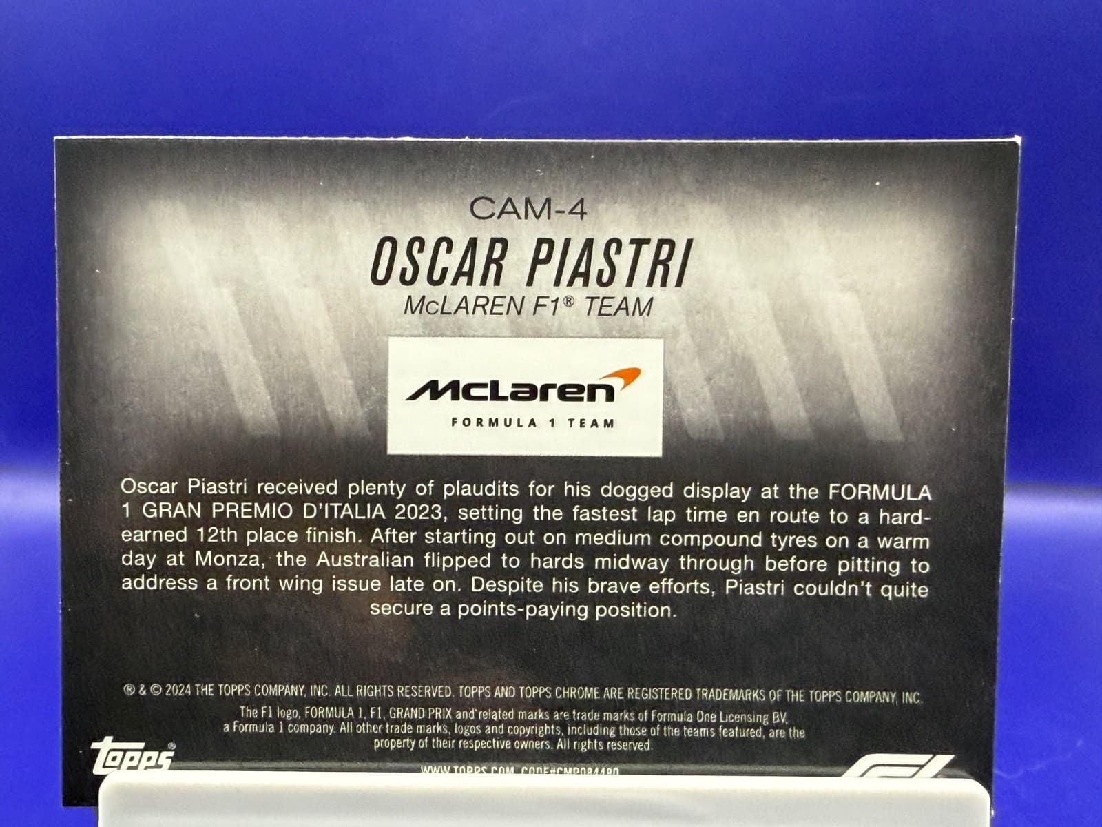 2024 Topps Chrome F1 Oscar Piastri CAMBER Refractor CAM-4 McLaren - Thumbnail 2