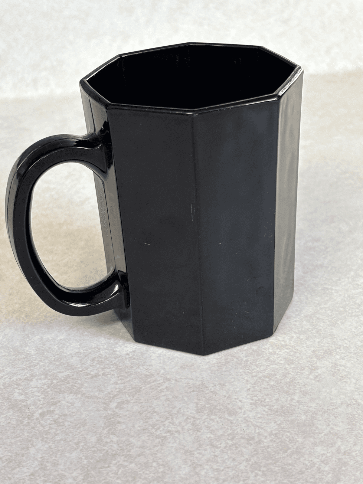Arcoroc Octime France Black Glass Mug Cup Octagonal Octagon Vintage NM Ceramic