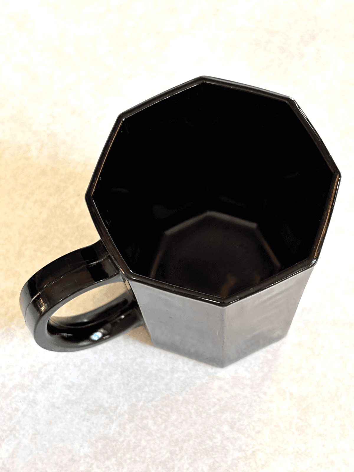 Arcoroc Octime France Black Glass Mug Cup Octagonal Octagon Vintage NM Ceramic - Thumbnail 3