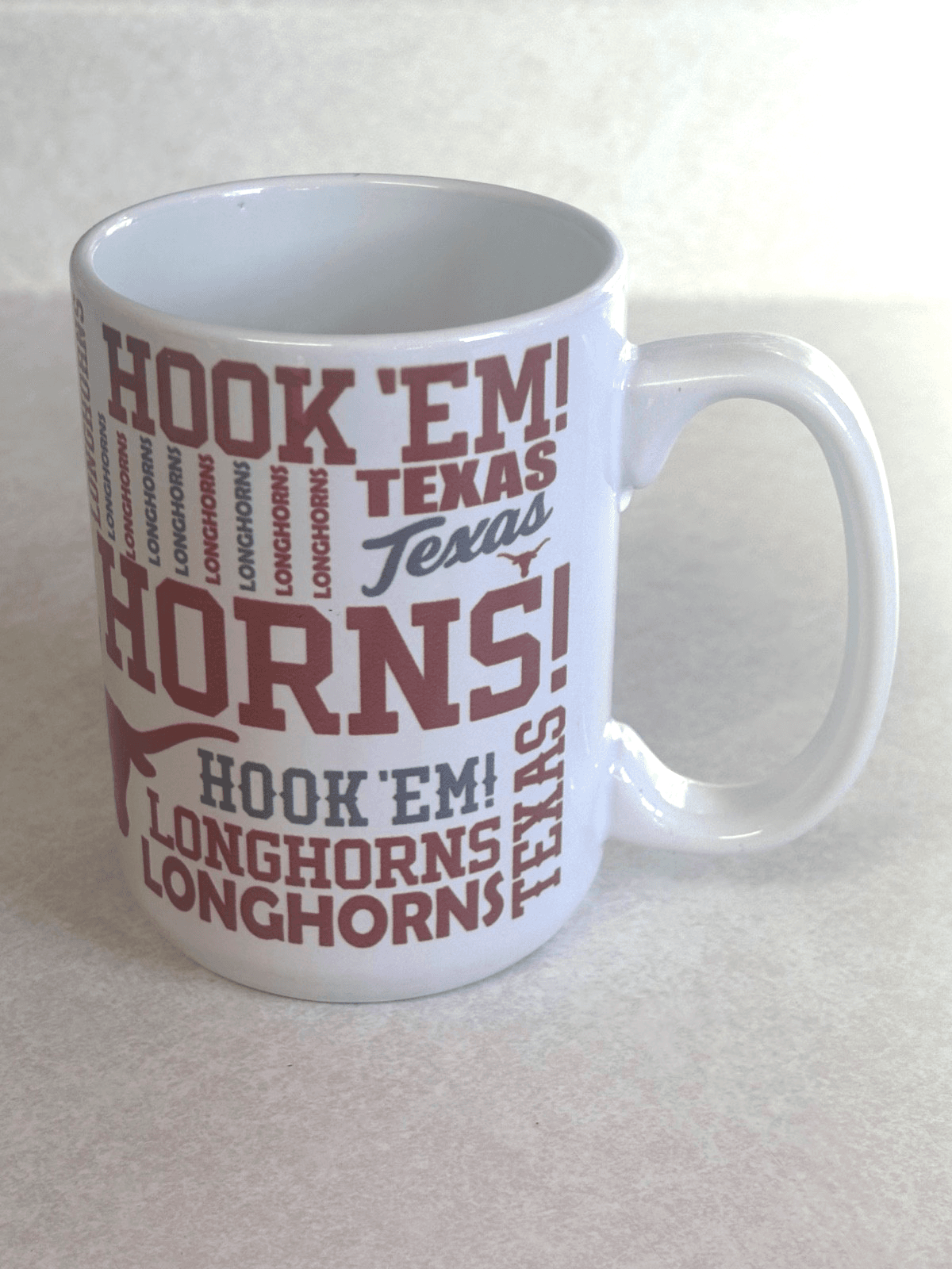 Texas Longhorns Hook Em Horns EST 1883 White Ceramic Coffee Mug Cup NM - Thumbnail 3