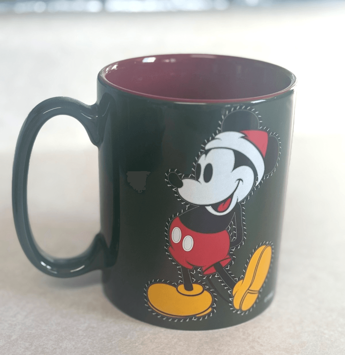 Disney Store Mickey Mouse Christmas Holiday Mug Green Red Santa Hat Thailand Cer