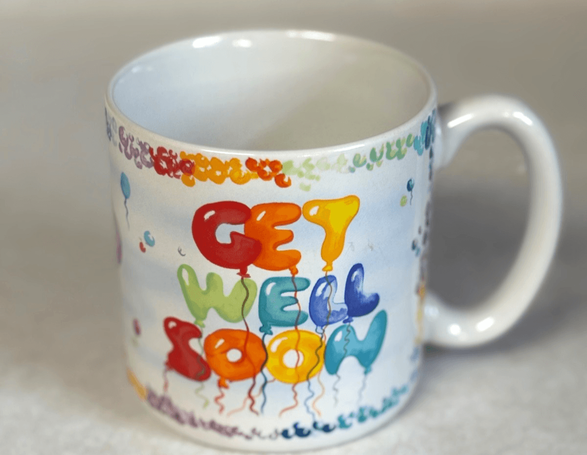 Vintage Get Well Soon Mug 1989 Flowers Inc Balloons Coffee Tea Cup Ceramic - Thumbnail 2
