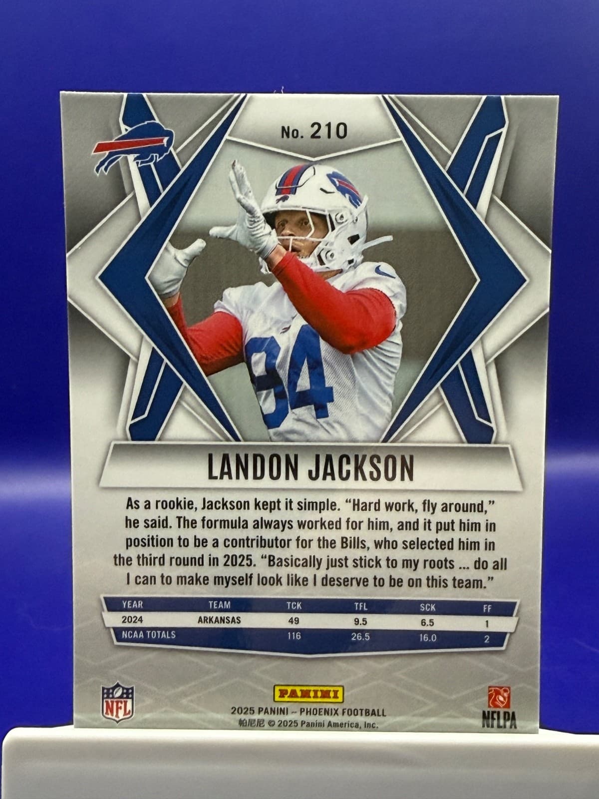 2025 Panini Phoenix Landon Jackson RC #210 Buffalo Bills Rookie - Thumbnail 2
