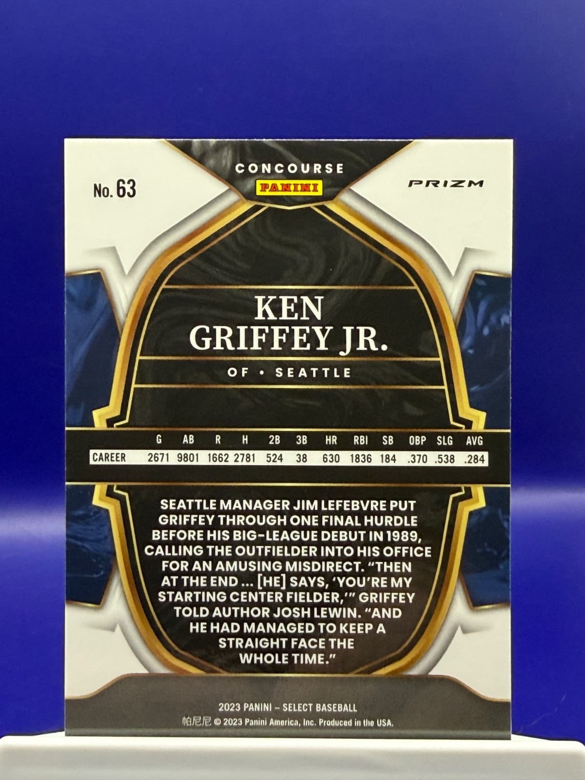 2023 Panini Select Ken Griffey Jr Blue Prizm Concourse #63 Mariners - Thumbnail 2