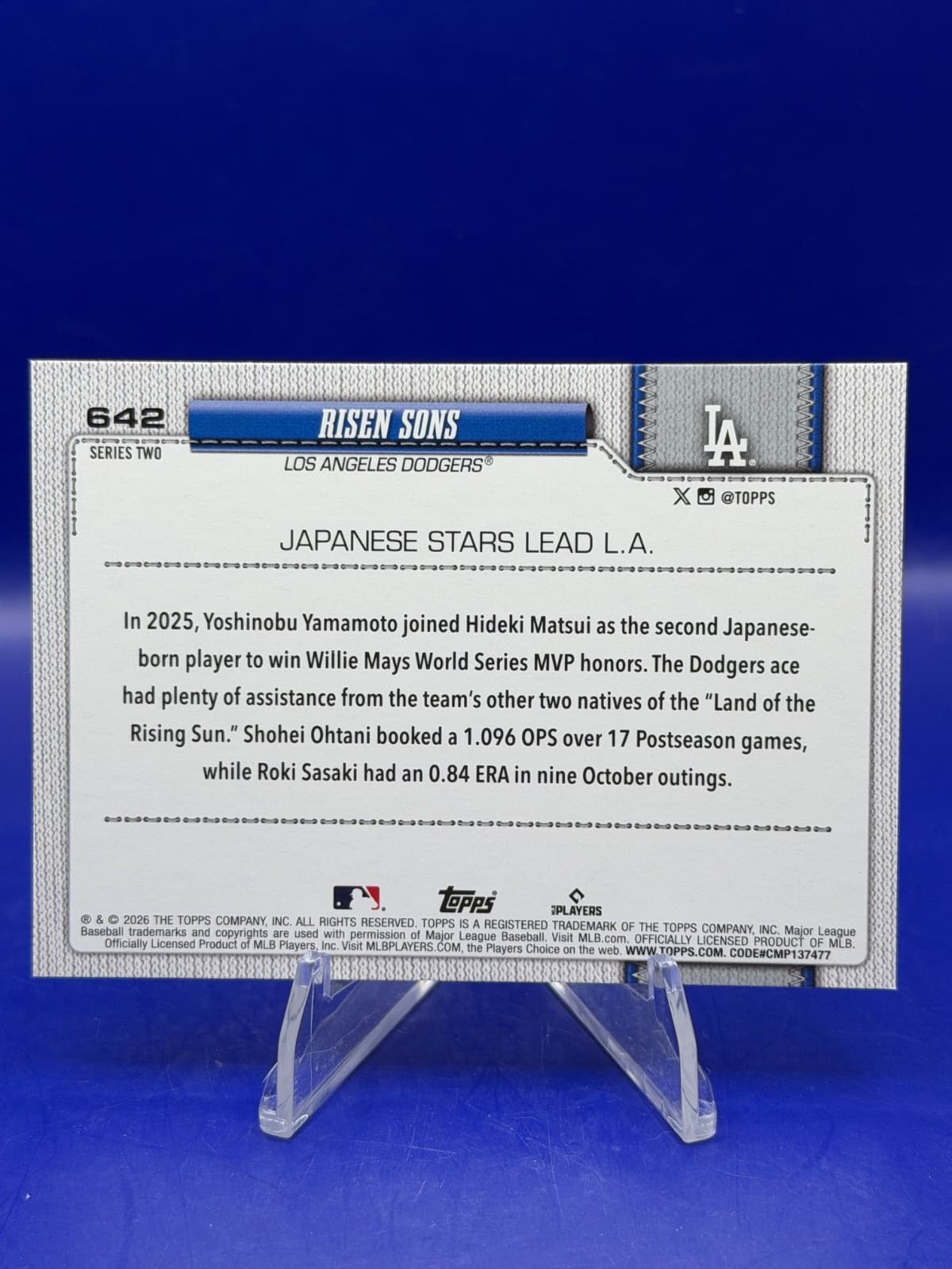 Shohei Ohtani Yamamoto Sasaki 2026 Topps Series 2 #642 Risen Sons LA Dodgers - Thumbnail 6