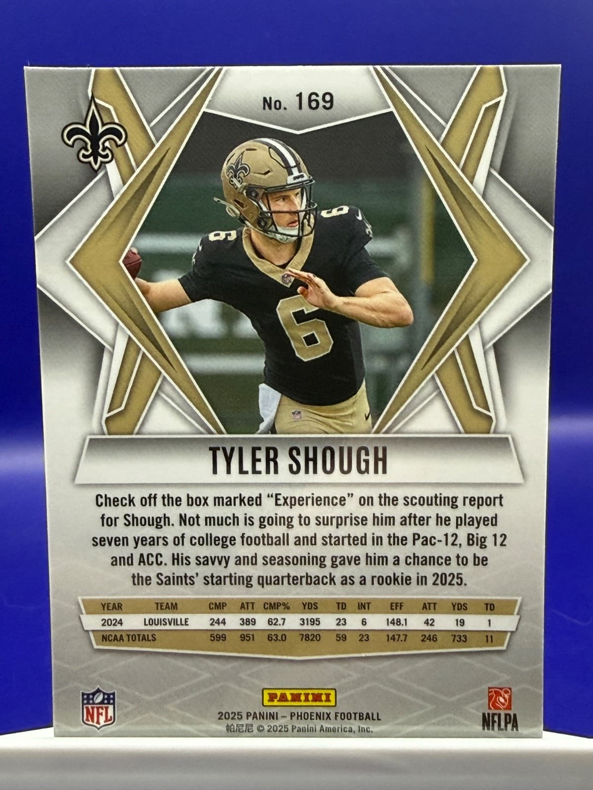 2025 Panini Phoenix Tyler Shough RC #169 New Orleans Saints Rookie - Thumbnail 2