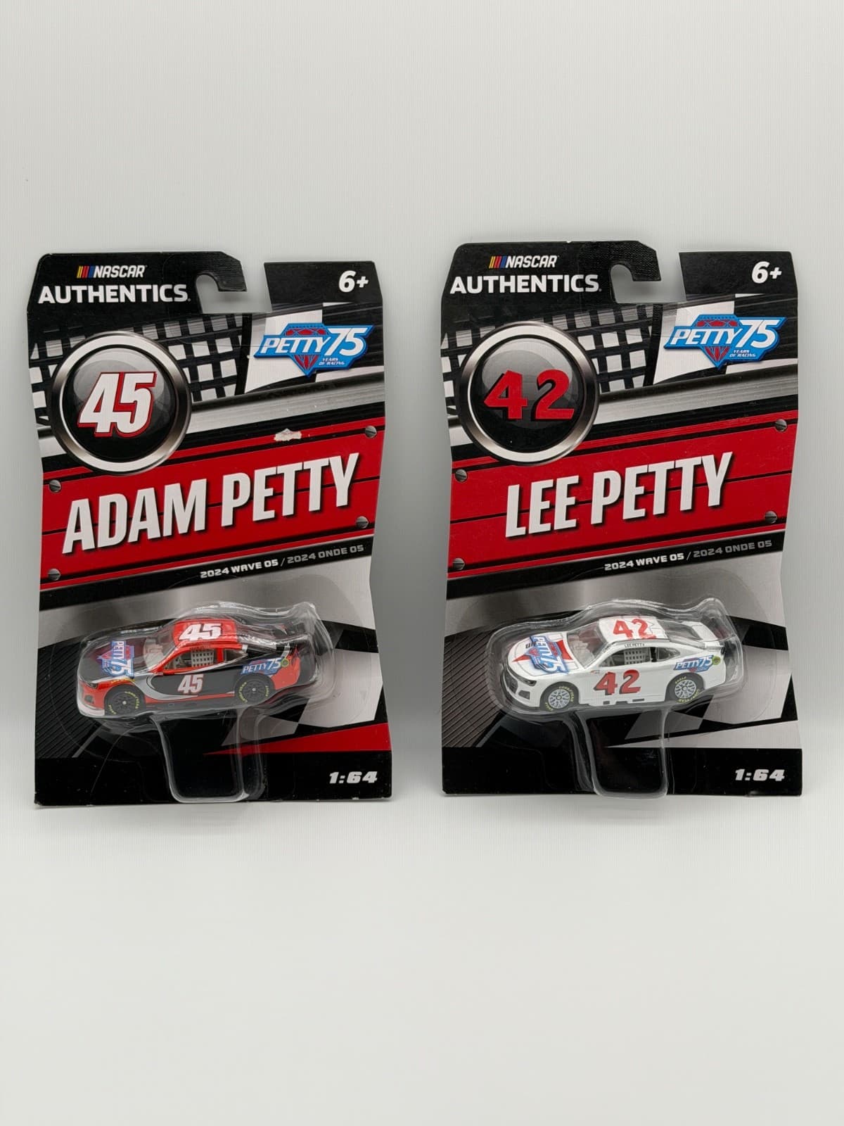 2024 NASCAR Authentics Adam Petty 45 Lee Petty 42 Petty 75 1:64 Diecast Lot