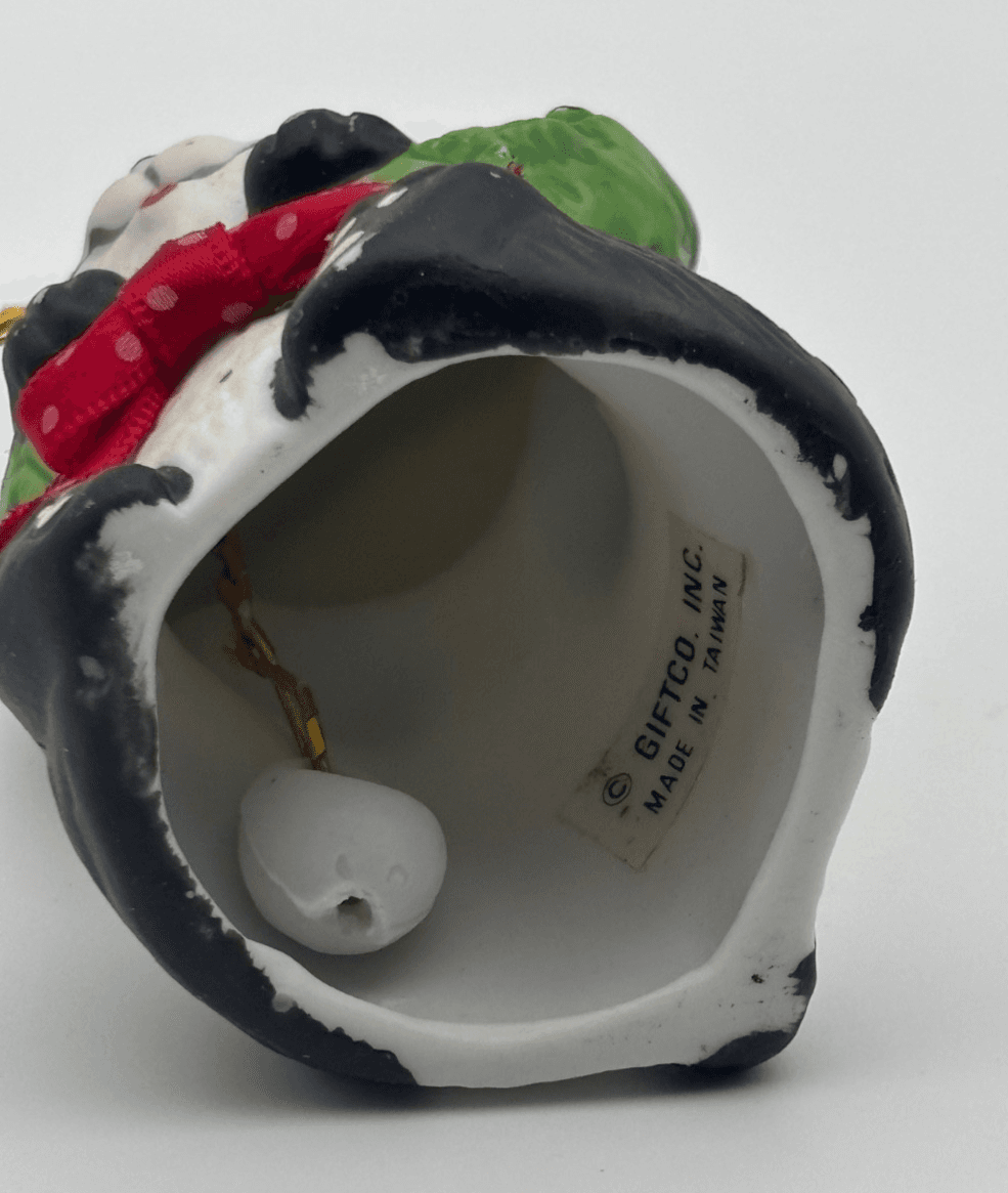 Vintage Holly Bella Giftco Inc Panda Bear Christmas Ornament Bell 1986 Taiwan - Thumbnail 5