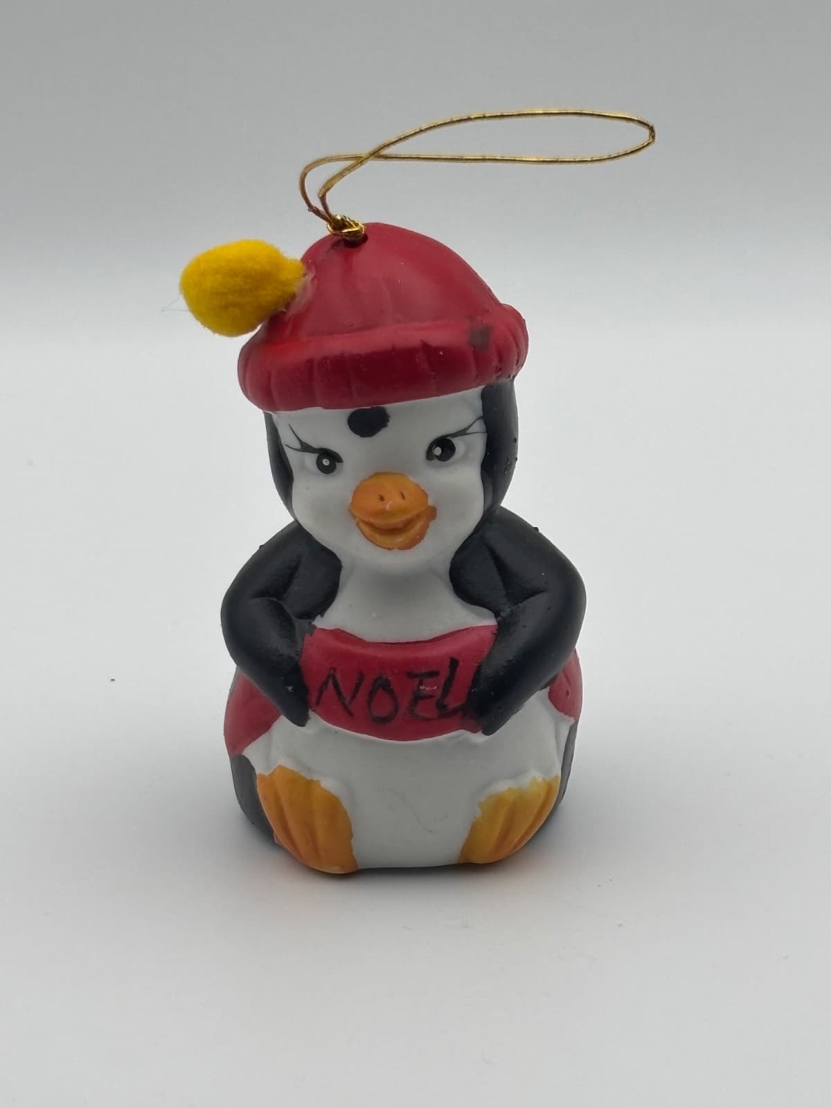 Vintage Giftco Holly Bells Penguin Ornament Vtg Christmas Ornament 1986 Taiwan - Thumbnail 2