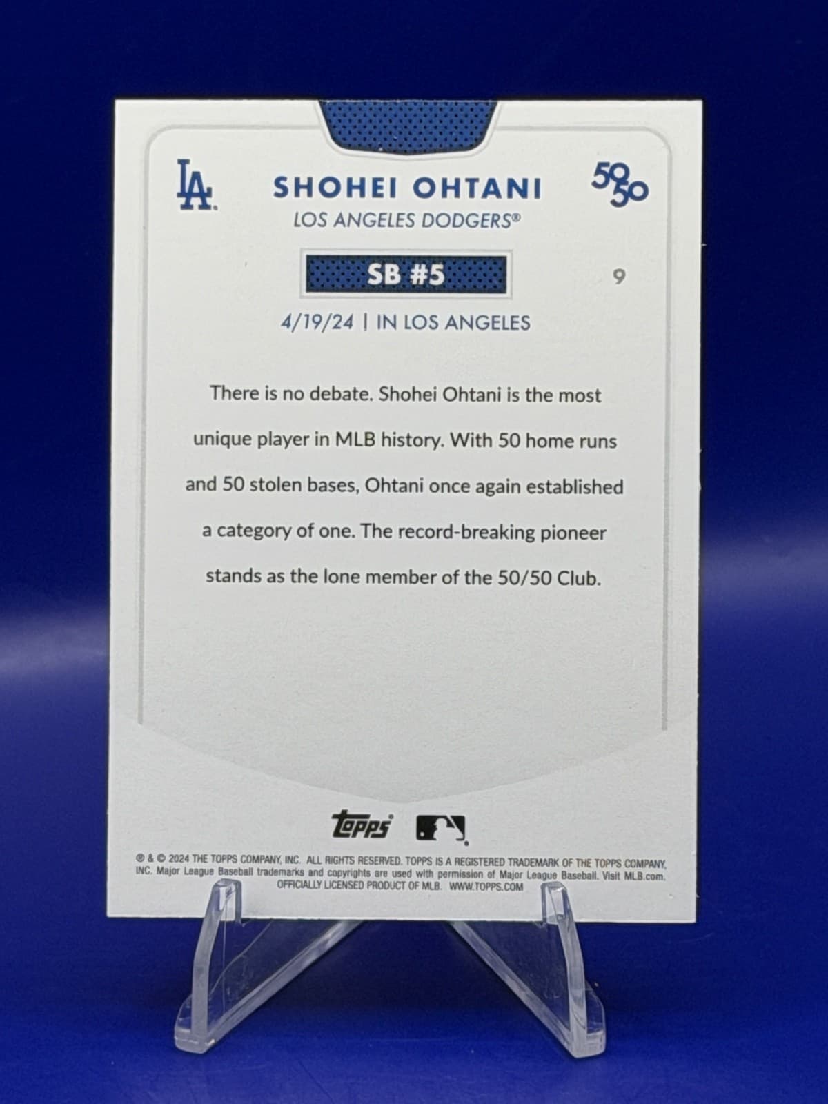 2024 Topps 50/50: Shohei Ohtani - Shohei Ohtani #9 - Thumbnail 2
