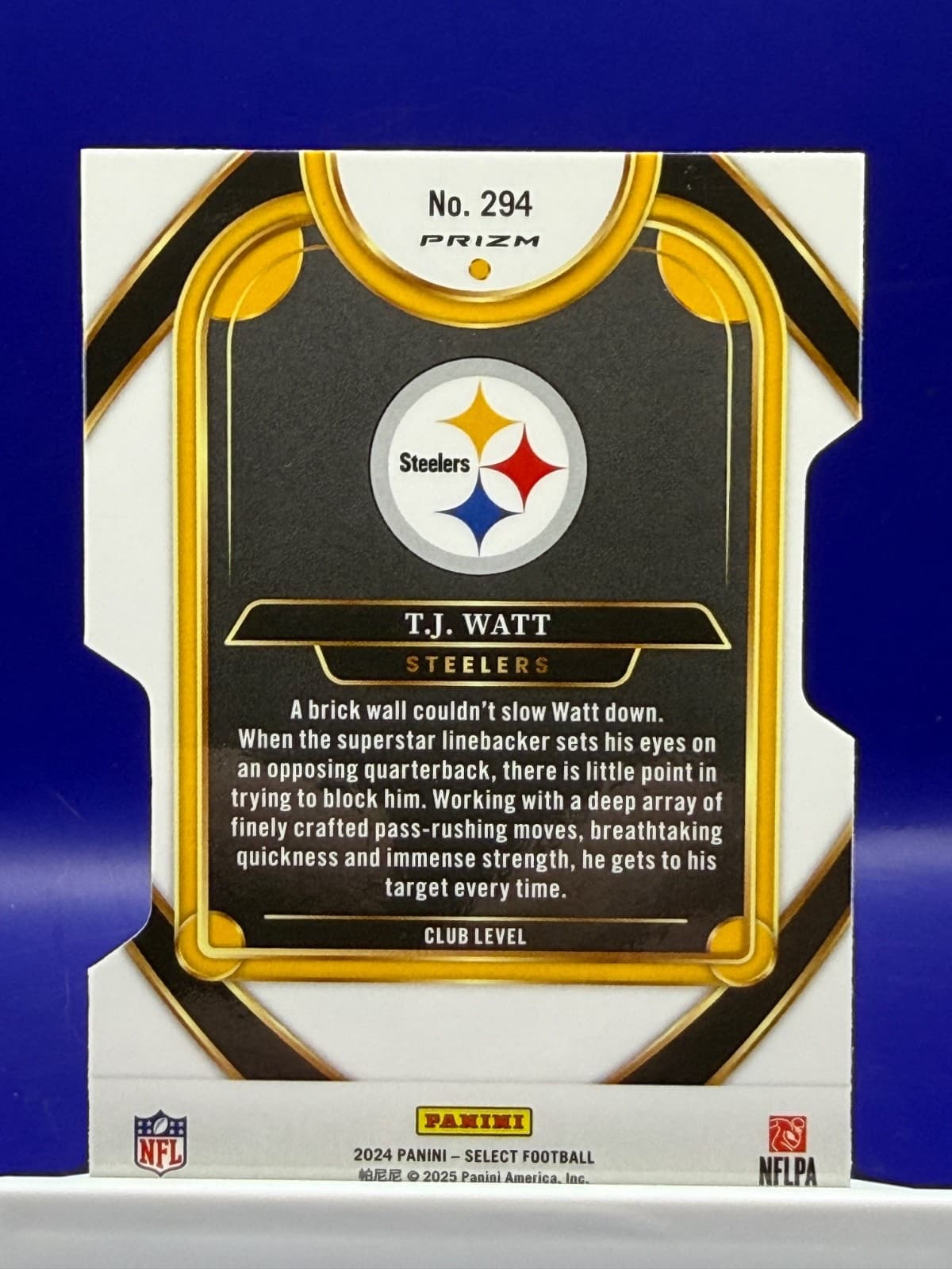2024 Select Football T.J. Watt Silver Prizm Club Level Die Cut Steelers #294 - Thumbnail 2