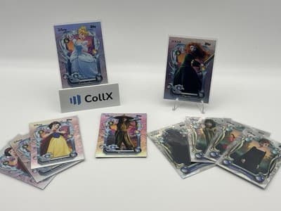 Topps Disney Pink Parallel Lot 10 Cards Cinderella Snow White Merida Raya Anna