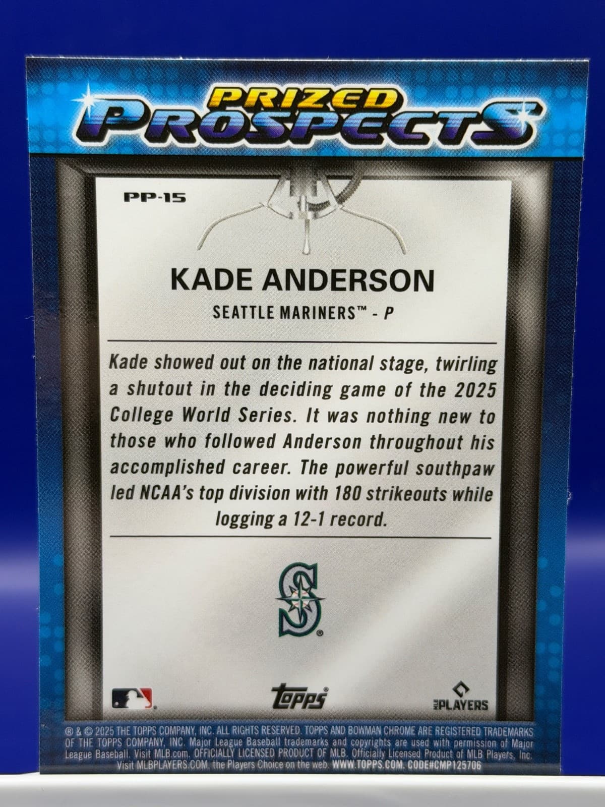 2025 Bowman Draft - Prized Prospects Kade Anderson #PP-15 (RC) - Thumbnail 2