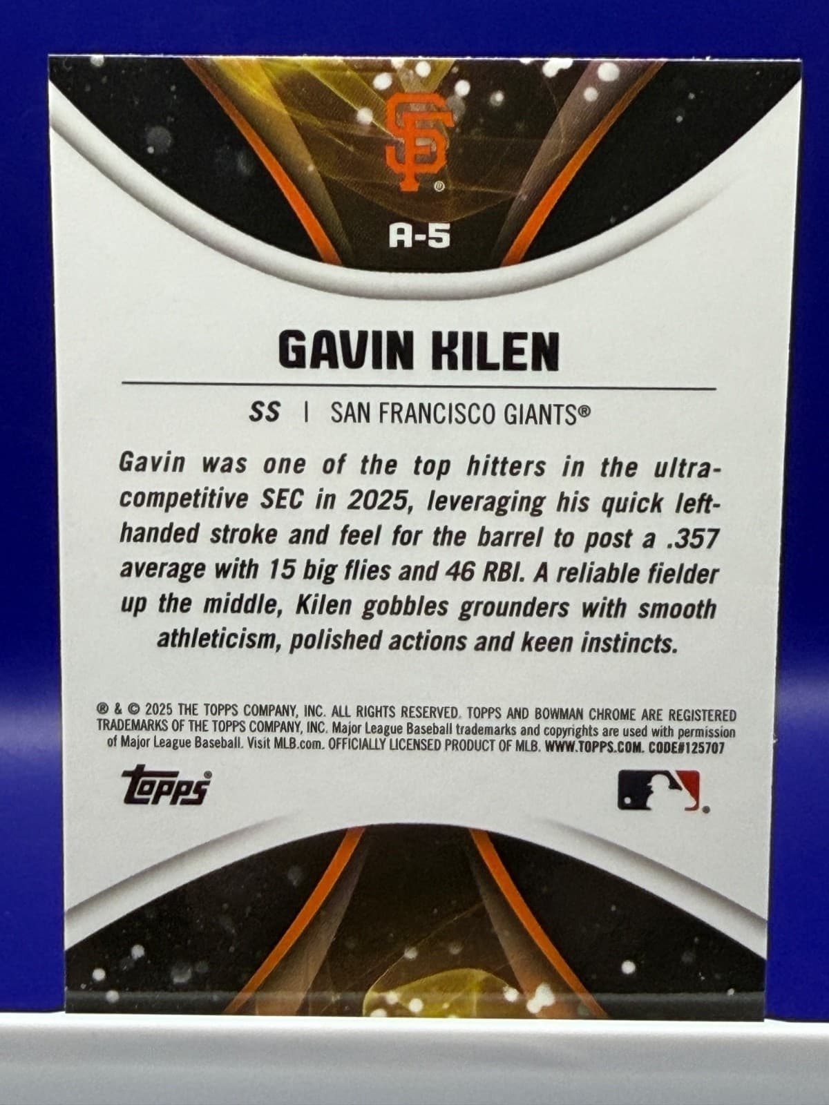 2025 Bowman Draft - Axis Gavin Kilen #A-5 (RC) - Thumbnail 2