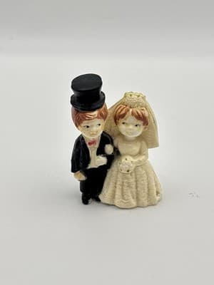 Vintage Wedding Gift Lot Bride Groom Glasses Photo Frame Cake Topper & Tags 4lot - Thumbnail 9