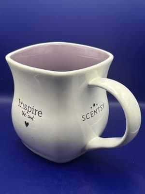 Scentsy Classic Curve Mug Warm Enliven Inspire White Purple Lavender Coffee 16oz