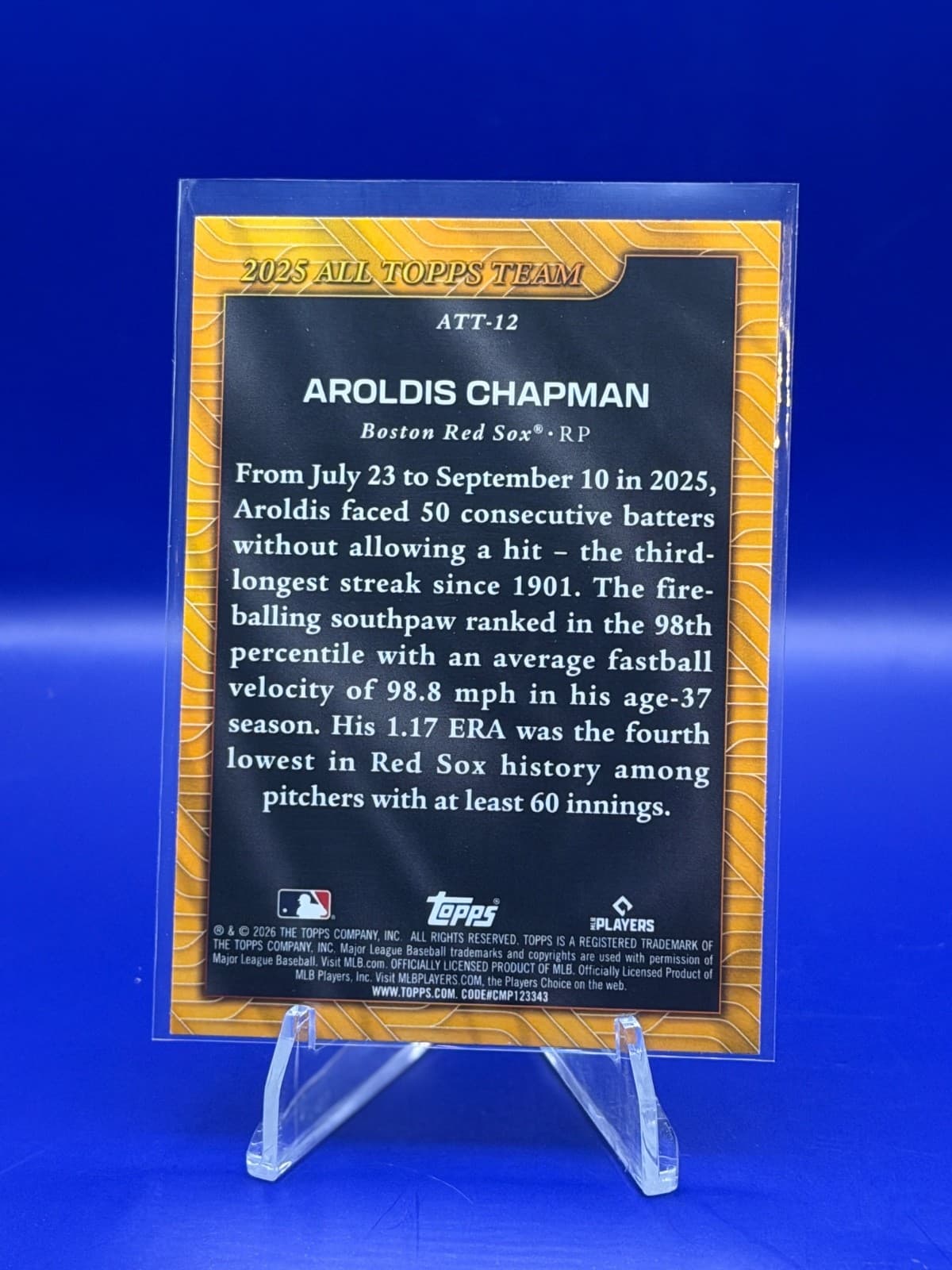 2026 Topps #ATT-12 Aroldis Chapman 2025 All Topps Team #ATT-12 - Thumbnail 2