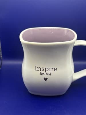 Scentsy Classic Curve Mug Warm Enliven Inspire White Purple Lavender Coffee 16oz - Thumbnail 4