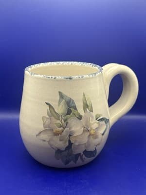 Home & Garden Party Mug Magnolia Floral Hand Made 2000 Vintage Mug Cup Ceramic