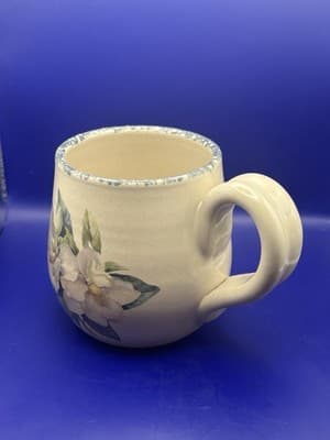 Home & Garden Party Mug Magnolia Floral Hand Made 2000 Vintage Mug Cup Ceramic - Thumbnail 3