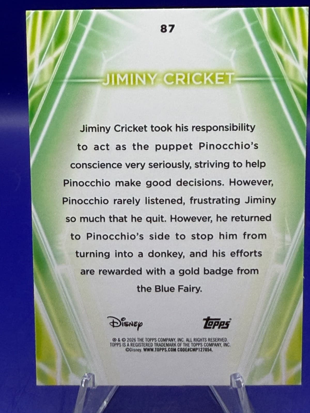 2026 Topps Disney Neon Jiminy Cricket #87 Rainbow Foilboard Pinocchio NM - Thumbnail 6