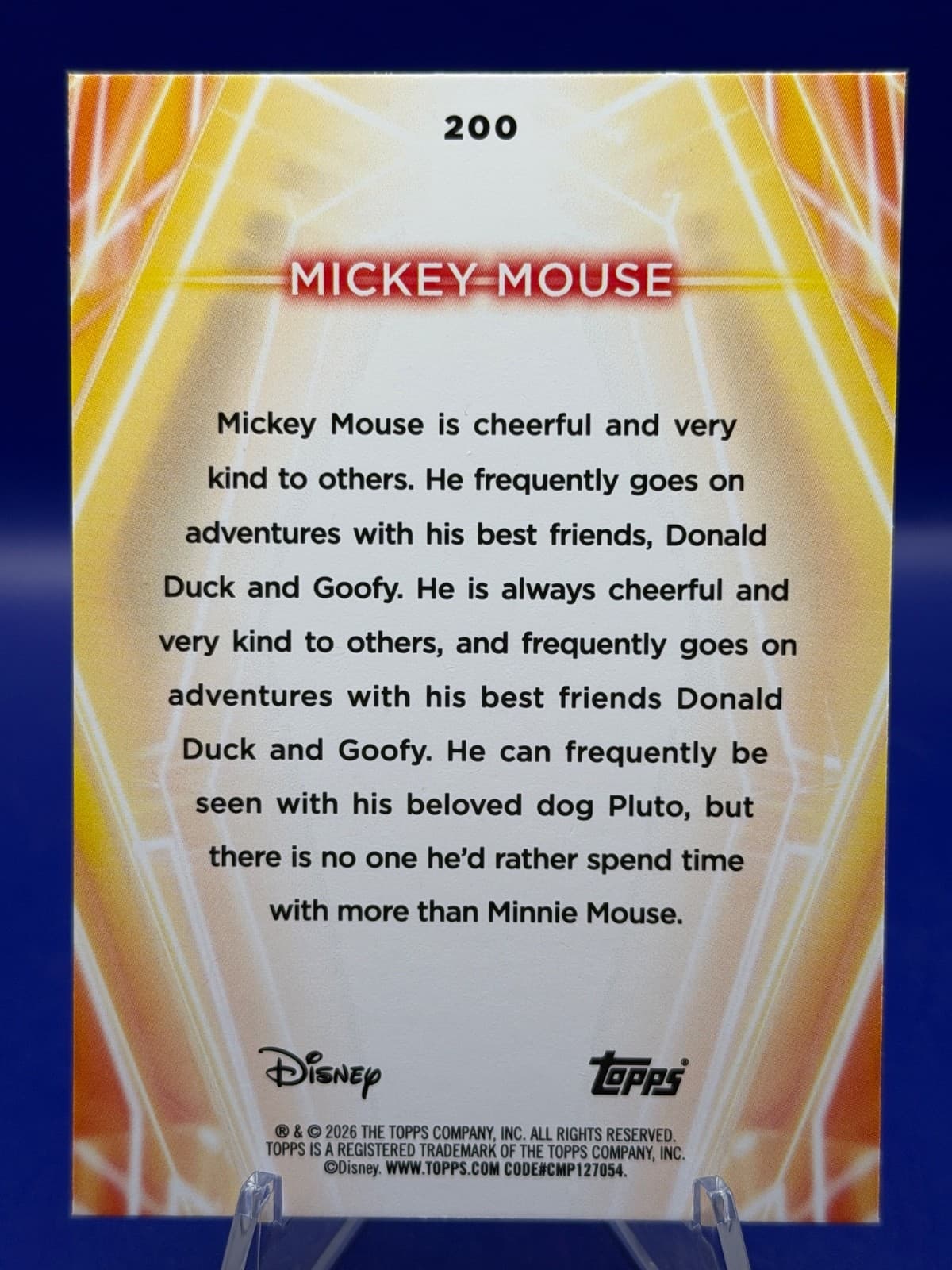 2026 Topps Disney Neon Mickey Mouse #200 Base Disney Icon NM - Thumbnail 2