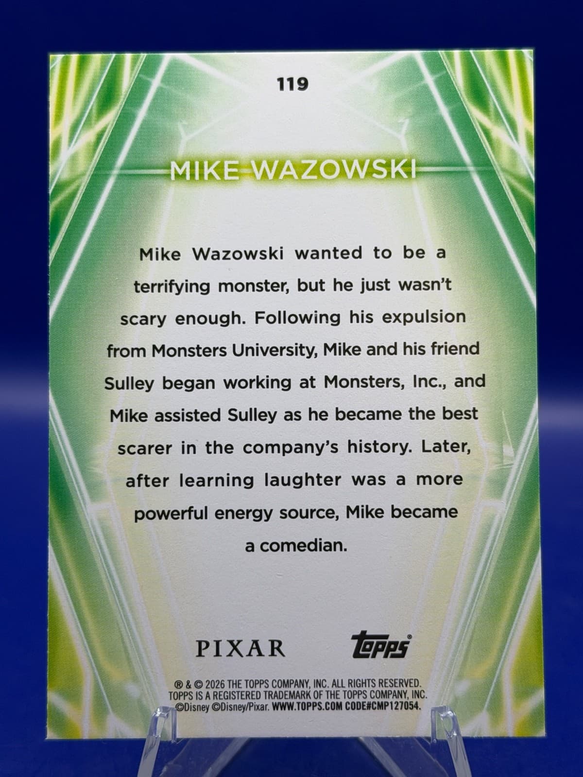 2026 Topps Disney Neon Mike Wazowski #119 Rainbow Foilboard Pixar NM - Thumbnail 6
