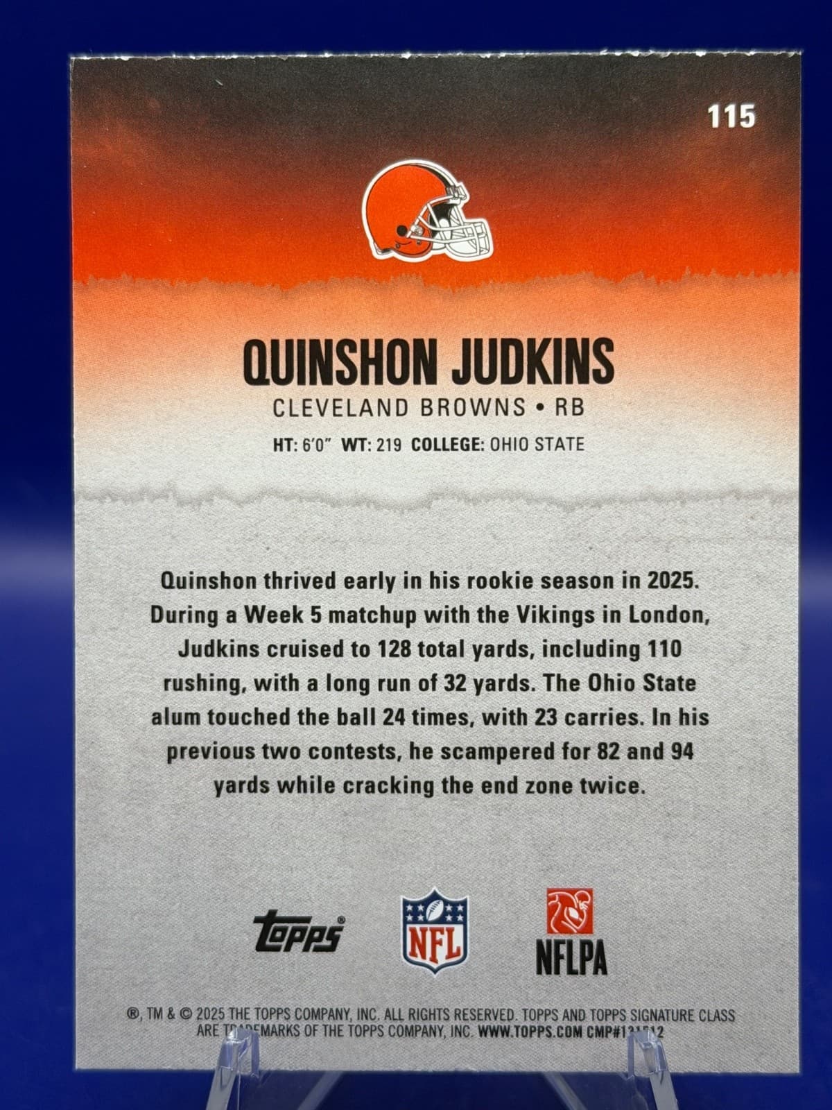 2025 Topps Signature Class Quinshon Judkins RC #115 Refractor /275 Lot - Thumbnail 7