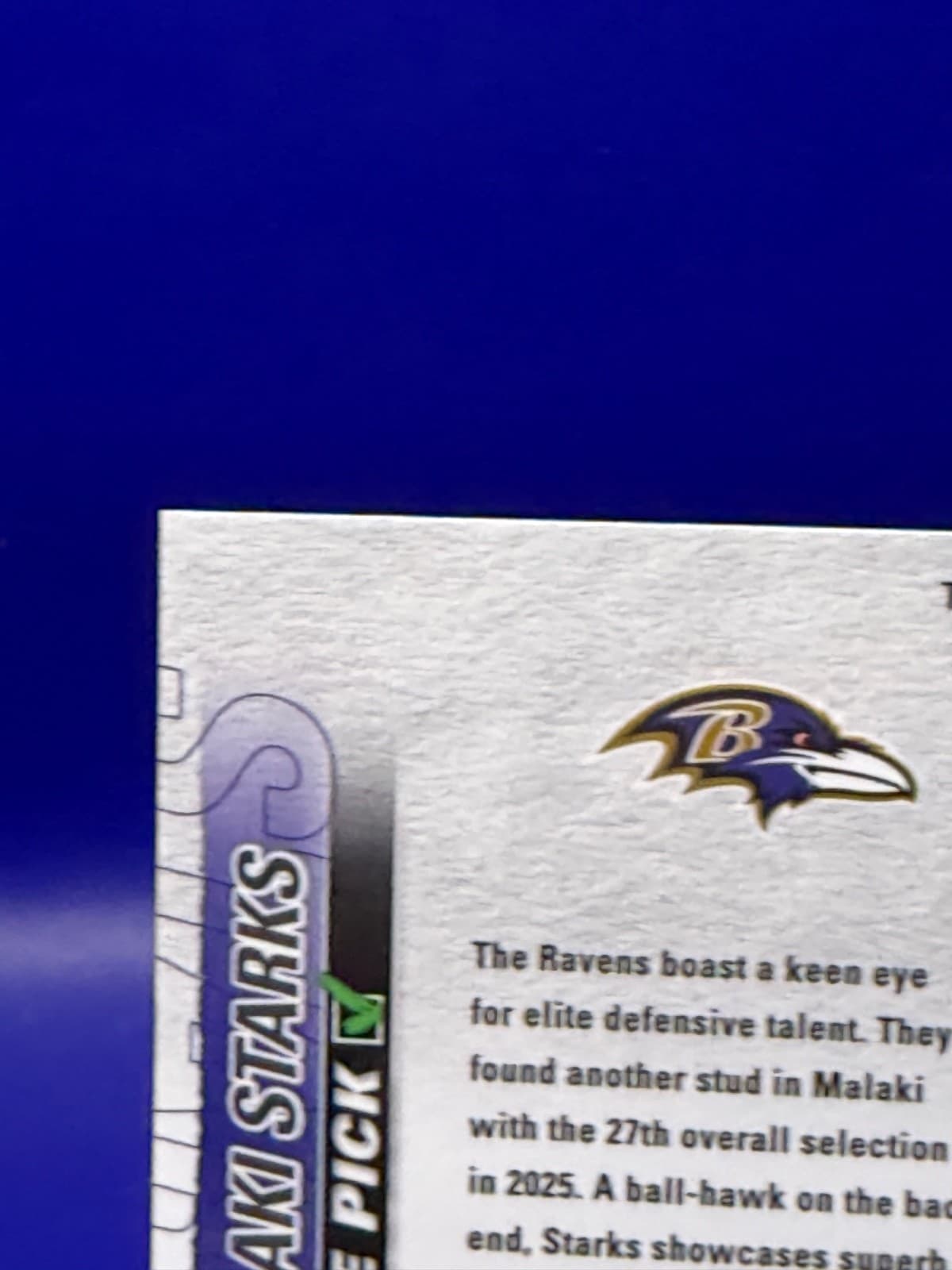 2025 Topps Signature Class Malakai Starks The Pick TP-3 RC Ravens NM - Thumbnail 7