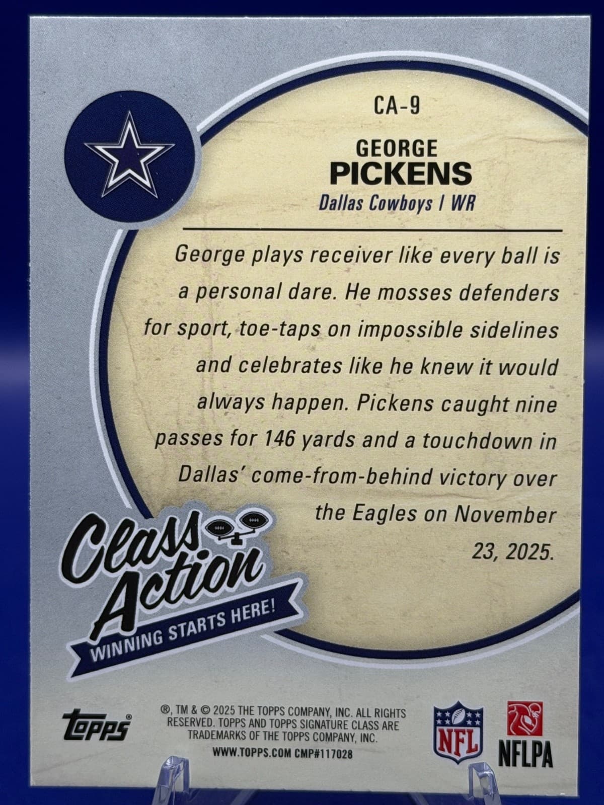 2025 Topps Signature Class George Pickens CA-9 Class Action Cowboys NM - Thumbnail 6