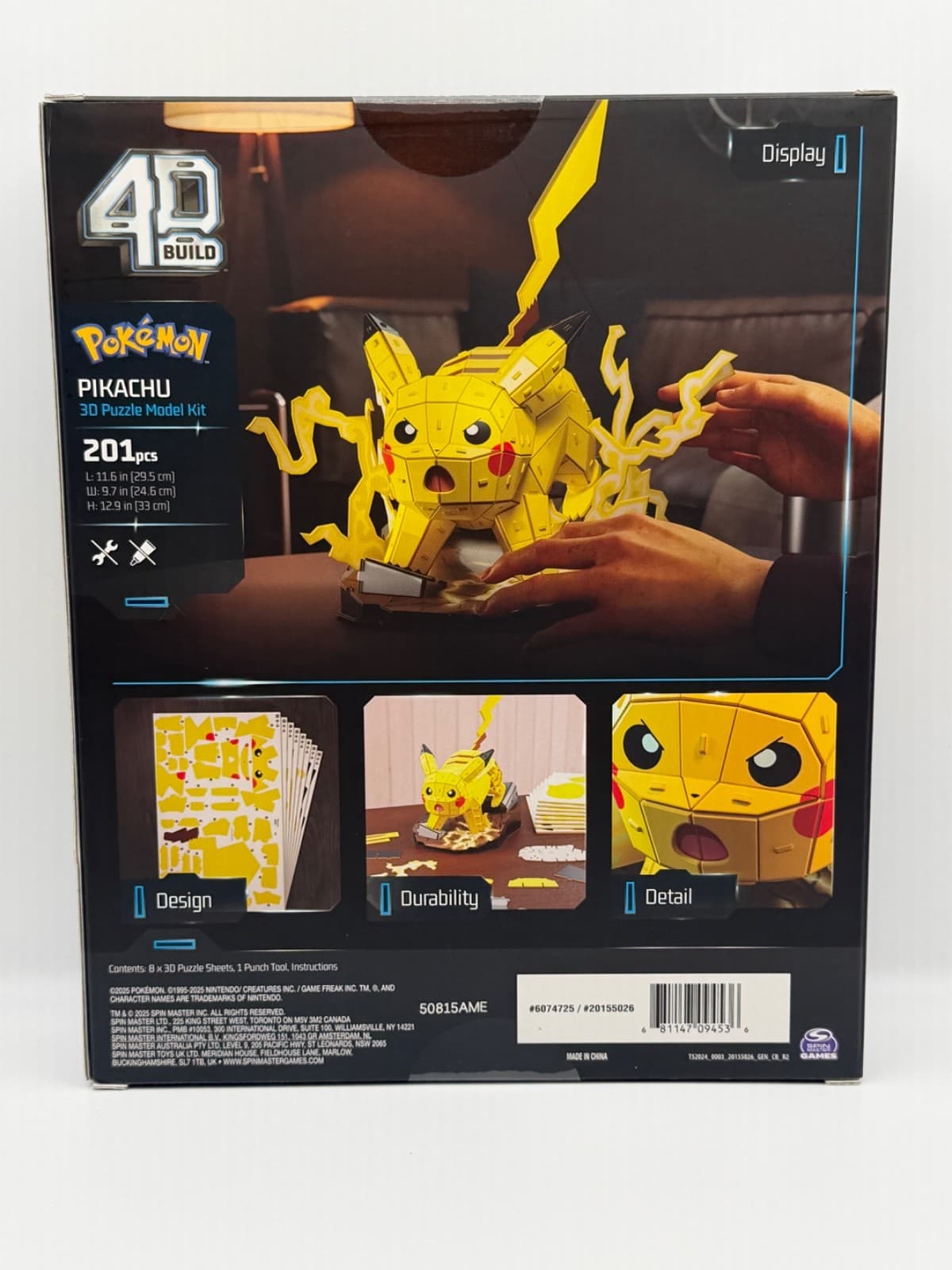 Pokemon Pikachu 4D Build 3D Puzzle Model Kit 201 Pcs Spin Master New - Thumbnail 2