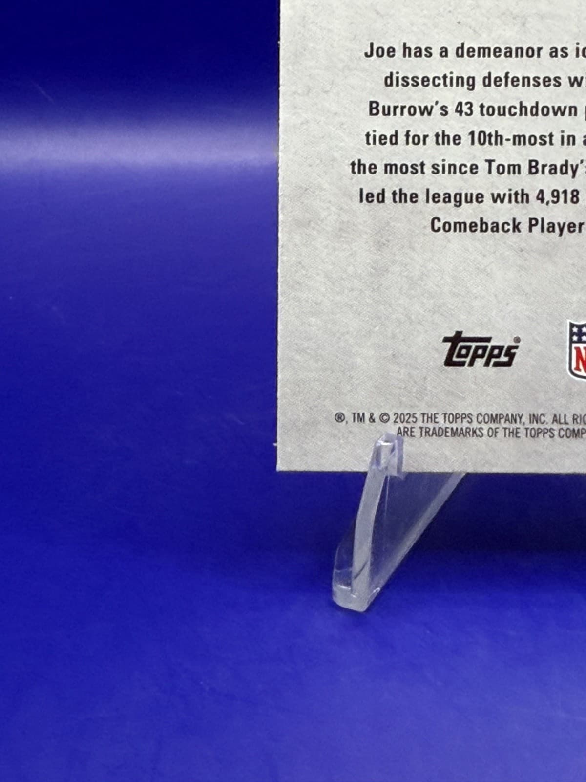 2025 Topps Signature Class Joe Burrow #13 White Bengals QB NM - Thumbnail 10