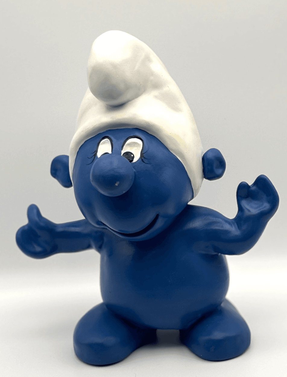 Vintage 1982 Willie Ceramic Blue Smurf Gnome Figurine White Hat Handmade