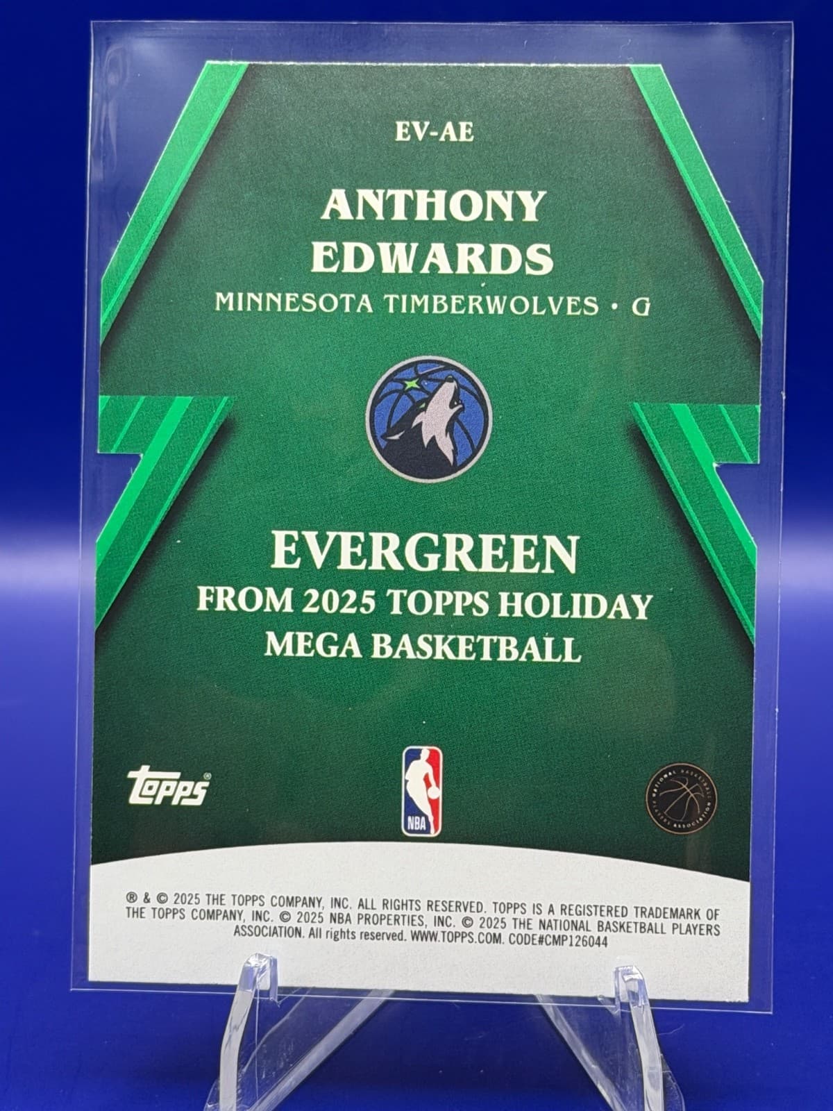 2025-26 Topps Holiday Evergreen Insert Anthony Edwards EV-AE Timberwolves NM - Thumbnail 2