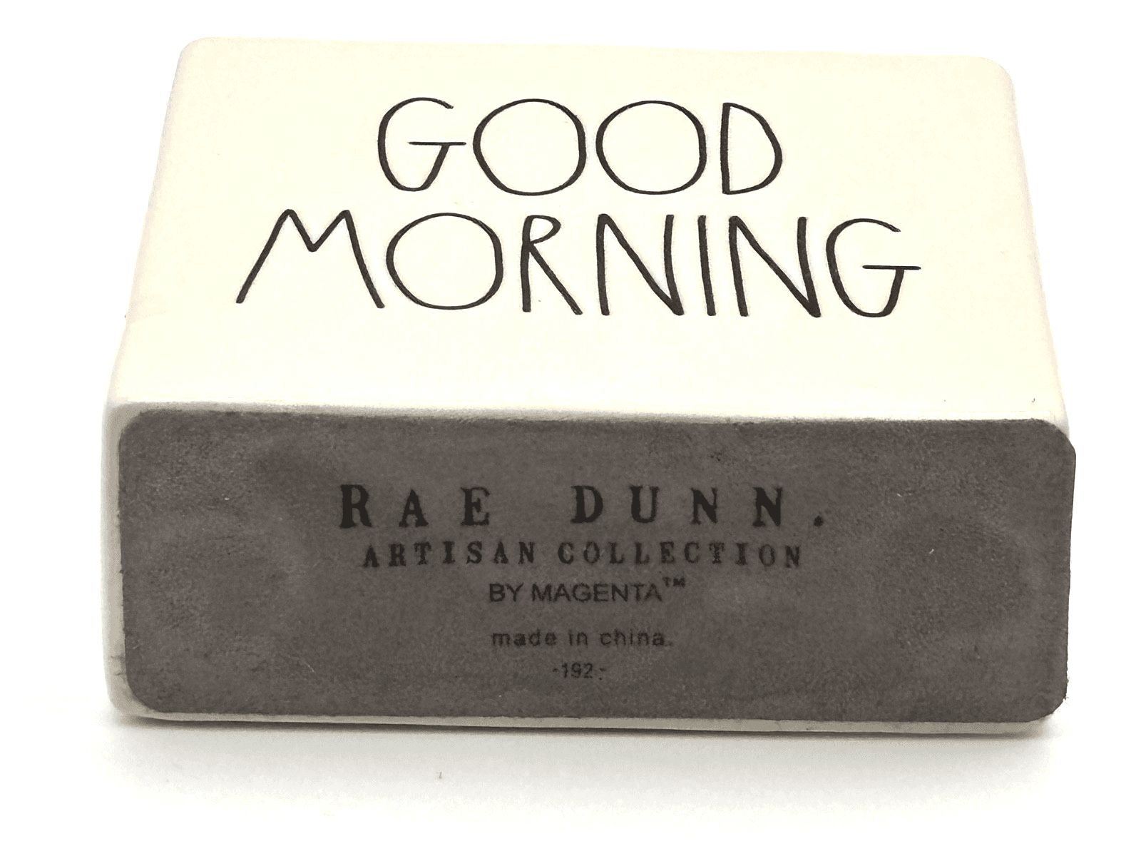 Rae Dunn GOOD MORNING Ceramic Block Sign Paperweight Magenta 6” - Thumbnail 3