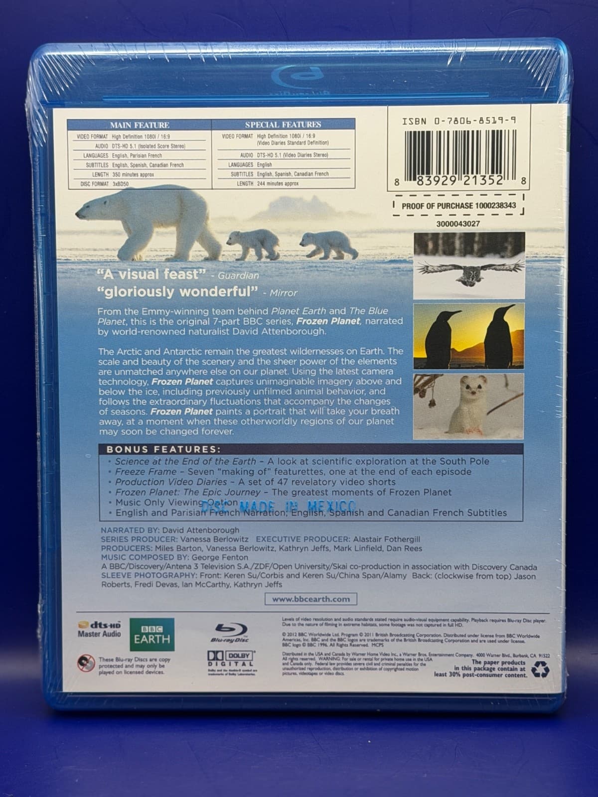Frozen Planet Blu-ray Complete Series 3 Disc BBC Earth David Attenborough Sealed - Thumbnail 2